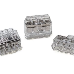 Push-in wire connector, 4 conductors, 0.5 to 2.5 mm? solid wires / 1.0 to 2.5 mm? stranded wires, transparent, 100pcs.