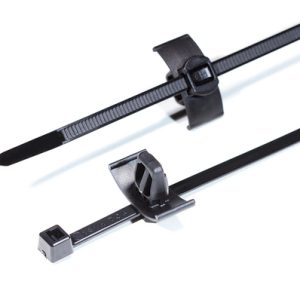 Fixing tie for hole (oval), inside serrated, ?4.0-45.0mm, black, 500pcs.