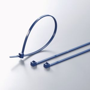 Cable tie inside serrated detectable, 250.0x4.6mm, ?5.0-65.0mm, blue, 100pcs.