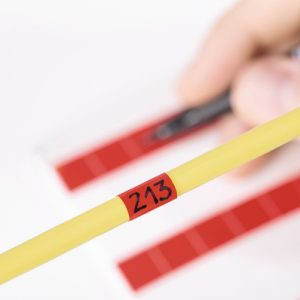 Cable label, self laminating, self-laminating/chemical resistance, red/transparent, manual marking, 19.05x25.40mm, H2=76.20mm, 60pcs.