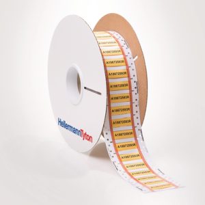 Heat shrink marker, halogen free/UV resistant, thermal transfer print, ladder-style, 39.29mm/19.1mm, W=25.0mm, yellow, 1000pcs.