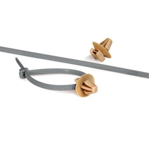 Fixing tie for hole (round), outside serrated, ⌀1.0-45.0mm, grey/beige, 100pcs.