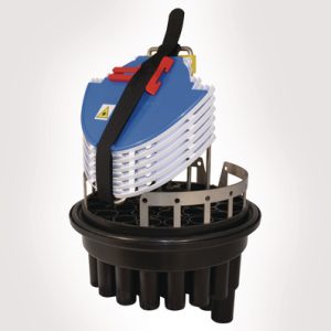 UFC A length tubed closure with heatshrink base, 6 x NZDF SE-A Trays each with 2 x 3A splice protectors