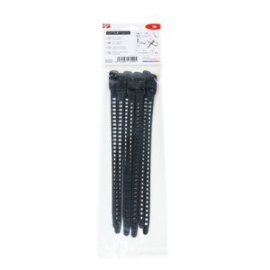 Releasable cable tie, 260.0x11.0mm, ?65.0mm, 123N, black, 8pcs.