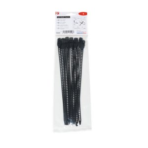 Releasable cable tie, 260x7.0mm, ?70.0mm, 57N, black, 12pcs.