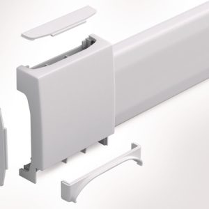Acessory of wiring duct raceway system in self-extinguishing ABS