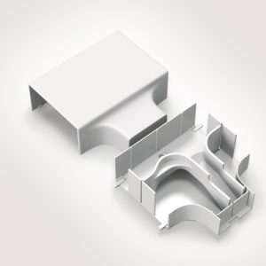 Acessory of wiring duct raceway system in self-extinguishing ABS