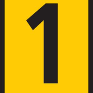 Cable marker, hotfoil print "1", ⌀1.2mm, yellow, bag=1000pcs.