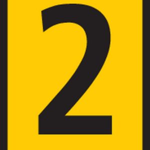 Cable marker, hotfoil print "2", ⌀2.0mm, yellow, bag=1000pcs.