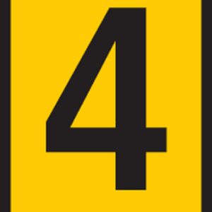 Marker sleeve, pre-printed "4", L=3.0mm, ?0.8mm, yellow, bag=1000pcs.
