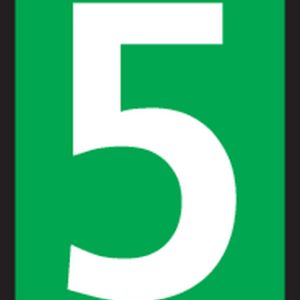 Marker sleeve, pre-printed "5", L=3.0mm, ?0.8mm, green, bag=1000pcs.