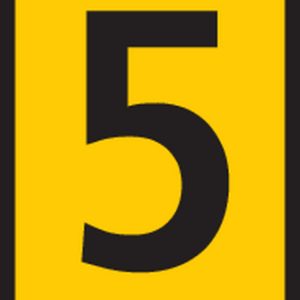 Cable marker, hotfoil print "5", ⌀5.5mm, yellow, bag=1000pcs.