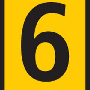 Cable marker, hotfoil print "6", ⌀3.0mm, yellow, bag=1000pcs.