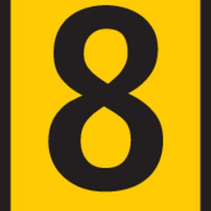 Cable marker, hotfoil print "8", ⌀5.5mm, yellow, bag=1000pcs.