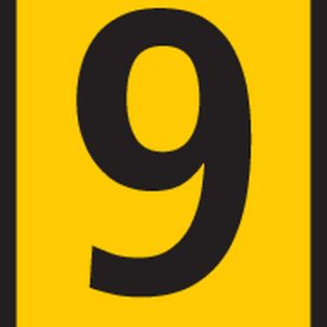 Cable marker, hotfoil print "9", ⌀4.0mm, yellow, bag=1000pcs.