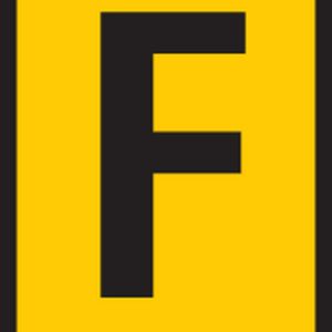 Cable marker, hotfoil print "F", ⌀4.0mm, yellow, bag=1000pcs.