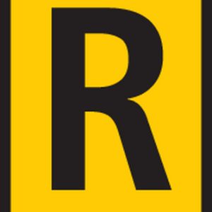 Cable marker, hotfoil print "R", ⌀4.0mm, yellow, bag=1000pcs.