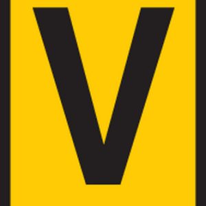Cable marker, hotfoil print "V", ⌀4.0mm, yellow, bag=1000pcs.