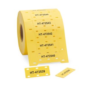Cable tag, ladder-style, thermal transfer print, 51.5x20.4mm, yellow, box=1000pcs.