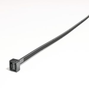 Cable tie outside serrated for direct fixation, 375x7.6mm, ?100mm, black, 500pcs.