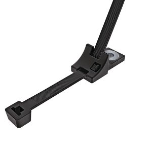Fixing tie for screw fixation, inside serrated, ⌀15.0-105mm, grey/black, 100pcs.