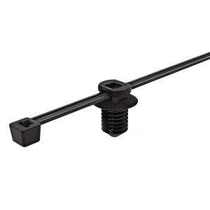 Fixing tie for hole (round), inside serrated, ⌀45.0mm, black, 500pcs.
