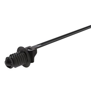 Fixing tie for hole (round), outside serrated, ⌀45.0mm, black, 500pcs.