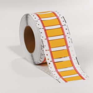 Heat shrink marker, flame retardant/chemical resistance, thermal transfer print, ladder-style, 24.0mm/8.0mm, W=50mm, yellow, 250pcs.