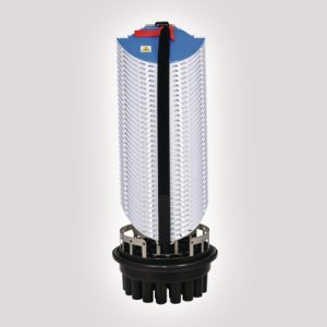 UFC C length tubed closure with heatshrink base, basket and 36 x NZDF 3A splice trays